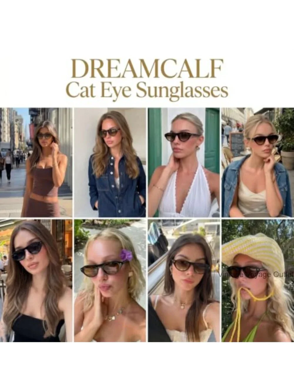 Retro Oval Cat Eye Sunglasses Women UV400 Protection Lightweight